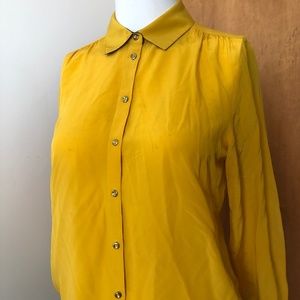 Banana Republic Mustard Yellow Silk Button Up XS